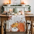 thumbnail image 2 of Fall Table Runner Thanksgiving Harvest Pumpkin Table Runners Orange Flower Eucalyptus Leaves Wood Cotton Linen Dresser Scarf Kitchen Dining Table Decor for Fall Holiday Party Decor 13x72 Inch, 2 of 9