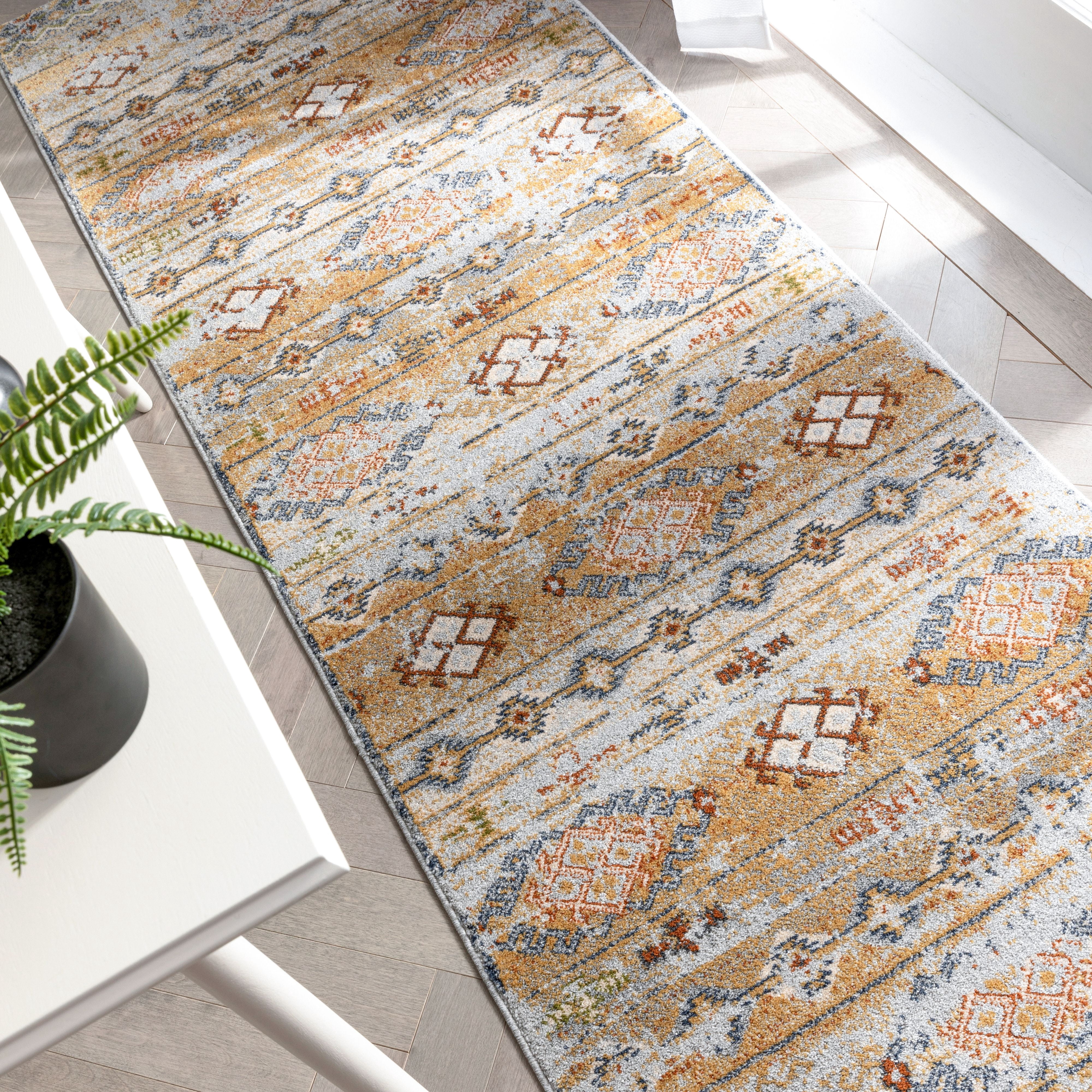 Well Woven Omaha Alu Vintage Distressed Tribal Modern Global Cream 2'7" x 9'10" Runner Area Rug