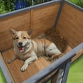 thumbnail image 7 of Pefilos 44" Wooden Outdoor Dog Houses Durable Large Cat House Perfect for Small Pet House with Waterproof PVC Plastic Roof, Breathable Doors, Brown, 7 of 7