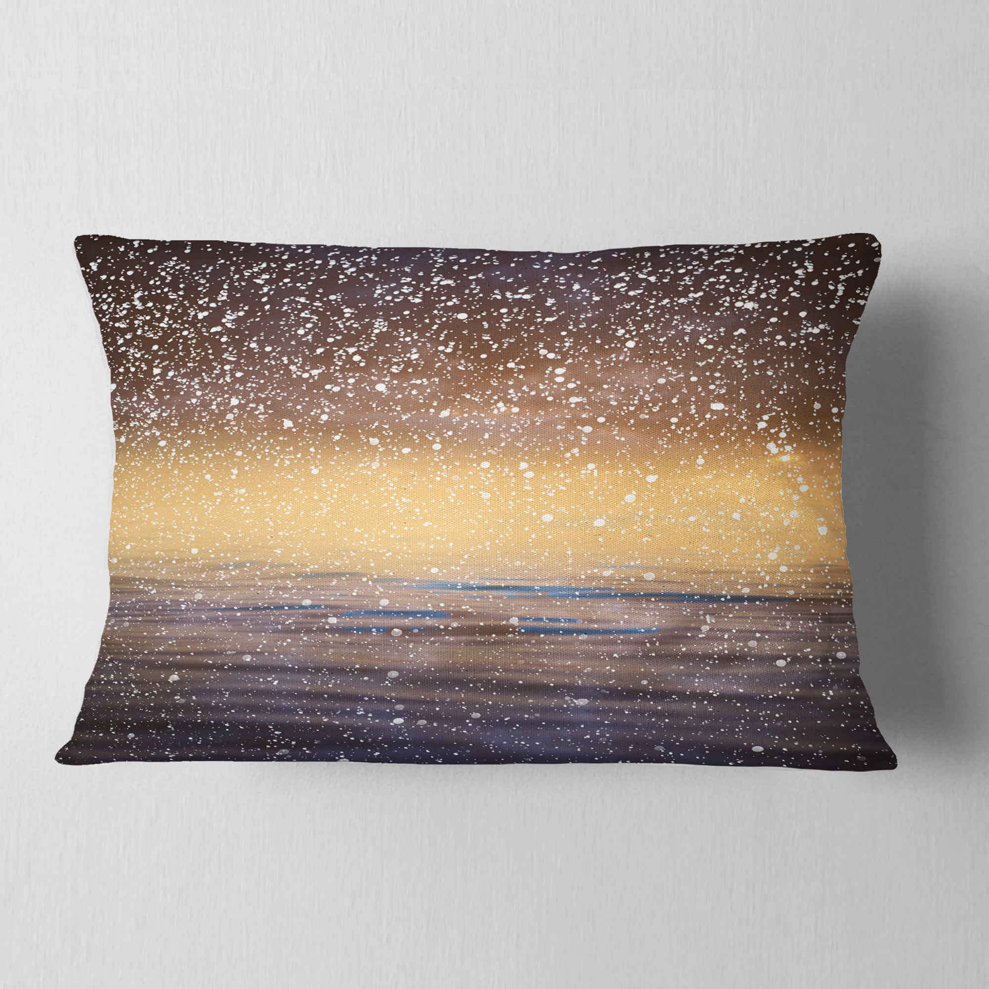 Designart Brown Sky Reflection in Lake - Skyline Photography Throw Pillow - 12x20