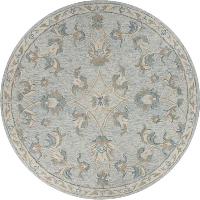 LR Resources VICTO81586BLU73RD Tapis Rond à Fleurs Miroir 7 Pi. x 3 Po. Bleu Bébé & Crème