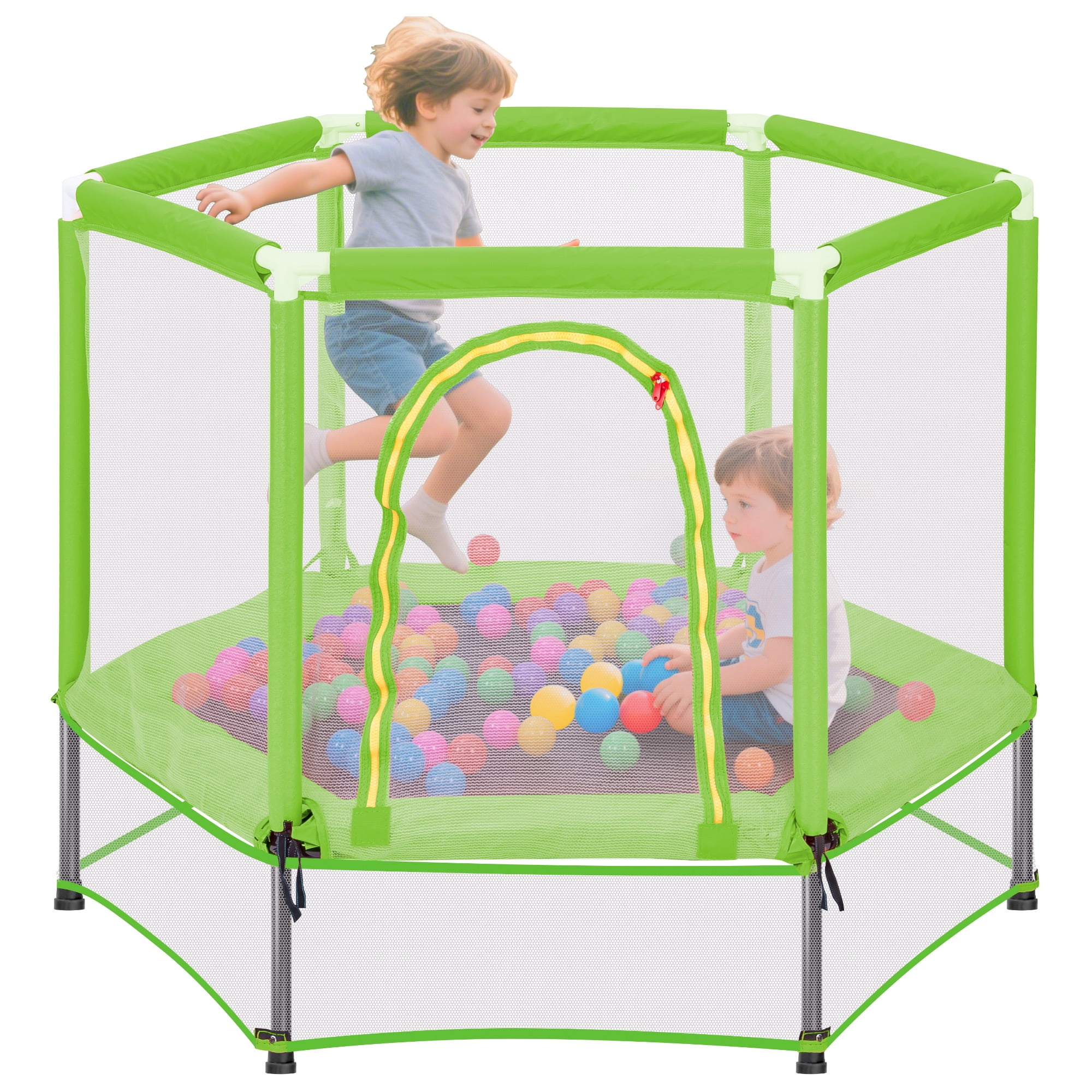 EUROCO 55" Mini Trampoline with Safety Enclosure Net, 4.5FT Indoor & Outdoor Toddler Trampoline with No-Gap Design, Small Trampoline for Kids Easy to Assemble