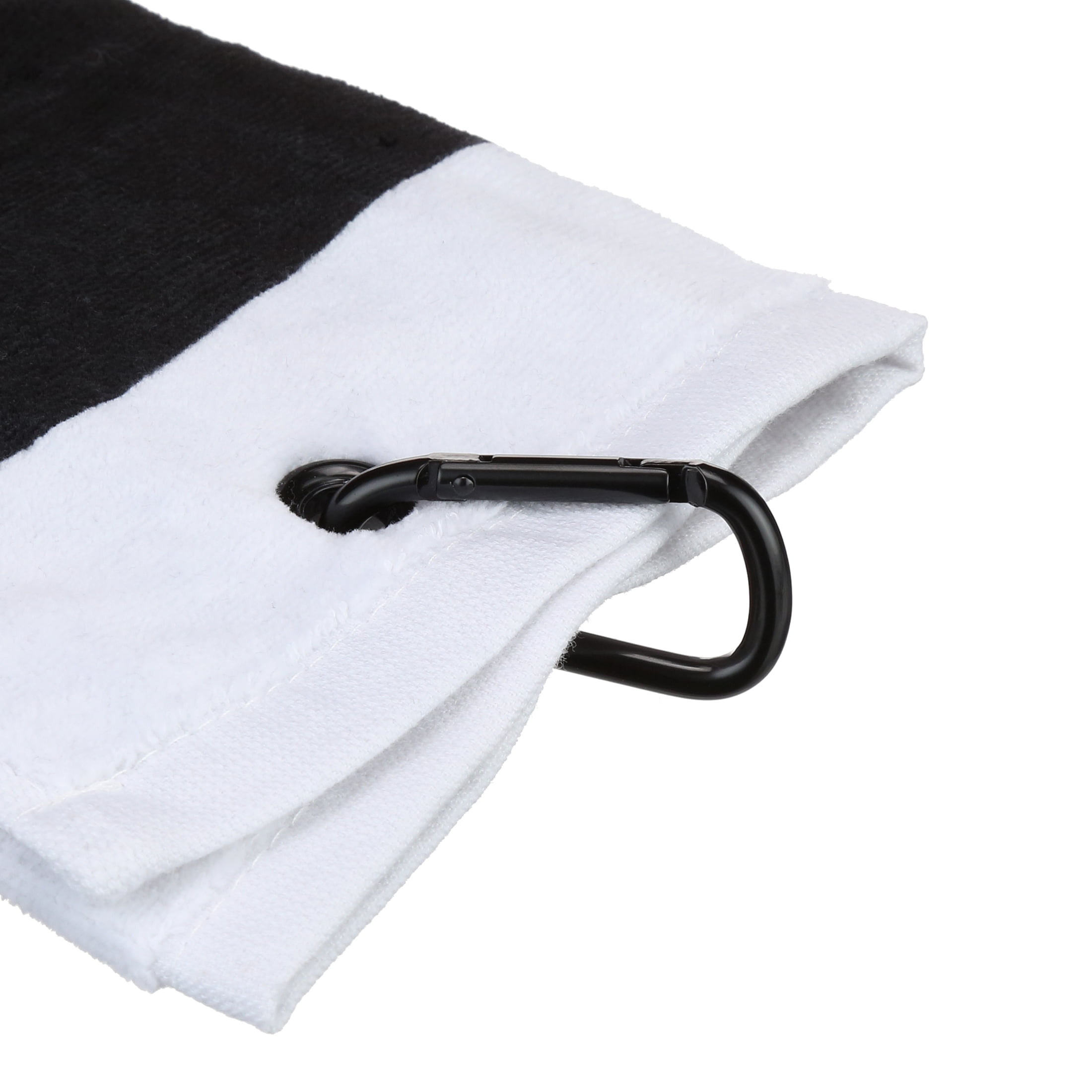 PGA TOUR Classic Cotton Tri-Fold Golf Towel - Black w/ Carabiner Clip, Highly Absorbent