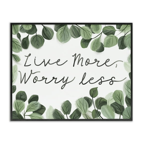 Stupell Industries Love More Worry Less Plants & Flowers Painting Black Framed Art Print Wall Art, 14 x 11