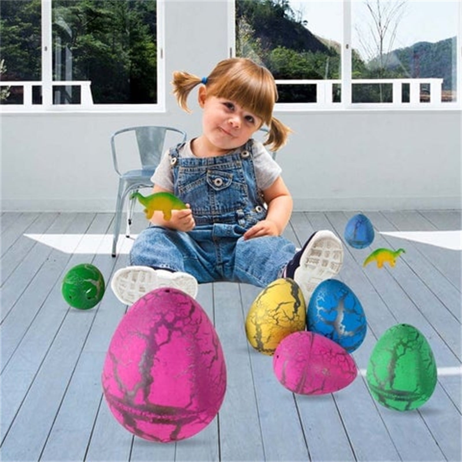 hengsof 60 Pack Dinosaur Eggs Hatching In Water Crack With Assorted Color Hunting Game Birthday Party Favors For Toddler Kids 3-10 Boys Girls