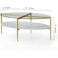 thumbnail image 2 of Rectangle Coffee Table Mid-Century Modern Design L W x H for Living Room - Structure Amber Glass Top and Walnut MDF Shelf Sleek Conical Metal Legs with Gold Finish, 2 of 9