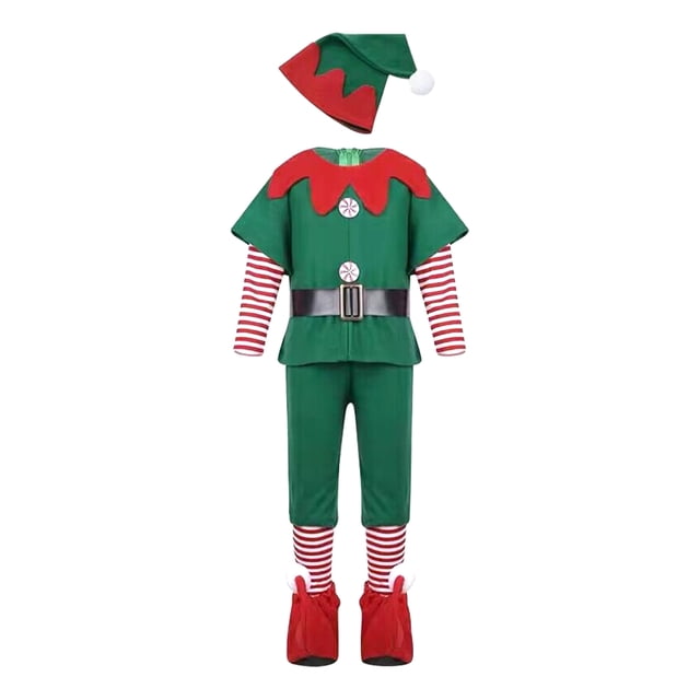 Vestido de elfo para niños y adultos, fiesta de carnaval familiar, disfraz divertido de Navidad (hombre de 120CM)