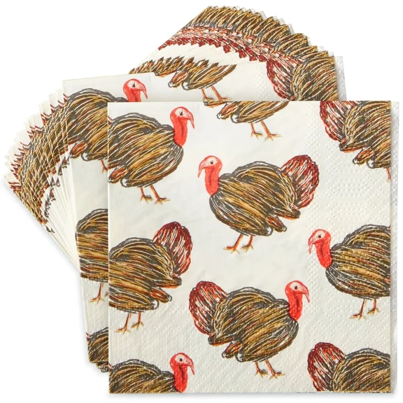 Thanksgiving Napkins -100 Paper Disposable Dinner Cocktail Luncheon Party Napkin