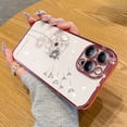 thumbnail image 2 of Compatible with iPhone Case,Glitter Bling Sparkly Crystal Rhinestone Diamond Dandelion Flower Floral Electro Plated Edge Clear Soft Shockproof Cover Phone Case (Red,iPhone 14 Pro), 2 of 8