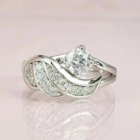 2Ct Round Cut Lab Created Diamond Women's Wedding Ring 925 Sterling Silver 14K White Gold Plated