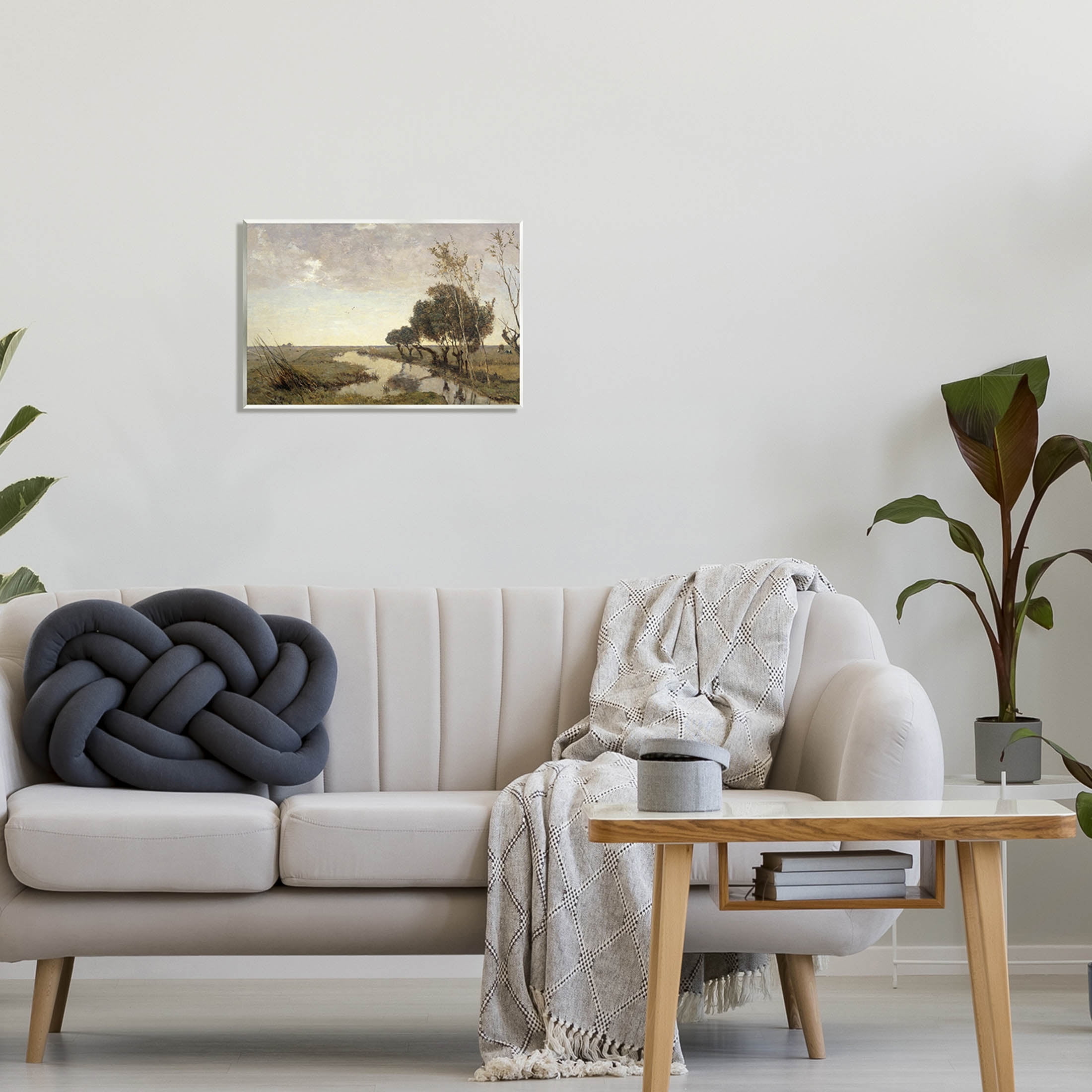 Classic Stream Animals Grazing Landscape Painting Unframed Art Print Wall Art
