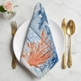 thumbnail image 2 of Coastal Whale Cloth Napkins, Nautical Ocean Coral Blue Wooden Grain Washable and Reusable Dinner Napkins Set of 8, Table Napkin for Kitchen Party Birthday Wedding Hotel Housewarming 20"x20", 2 of 9