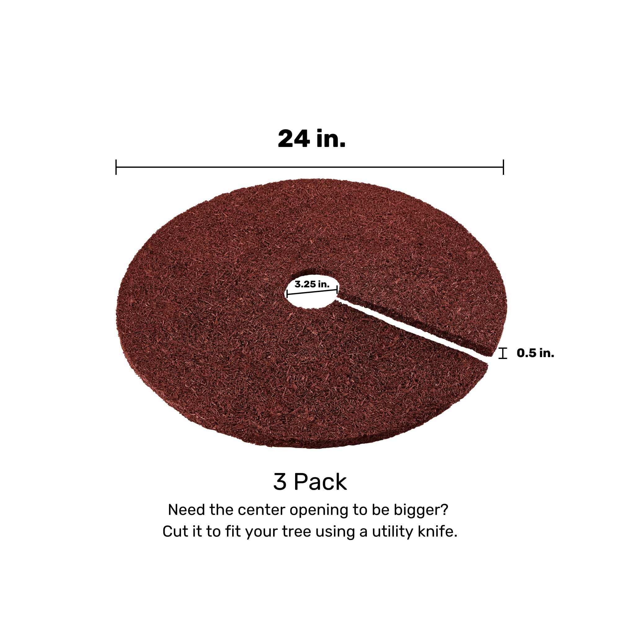 GroundSmart 24" Red Rubber Mulch Tree Ring, 3 Pack