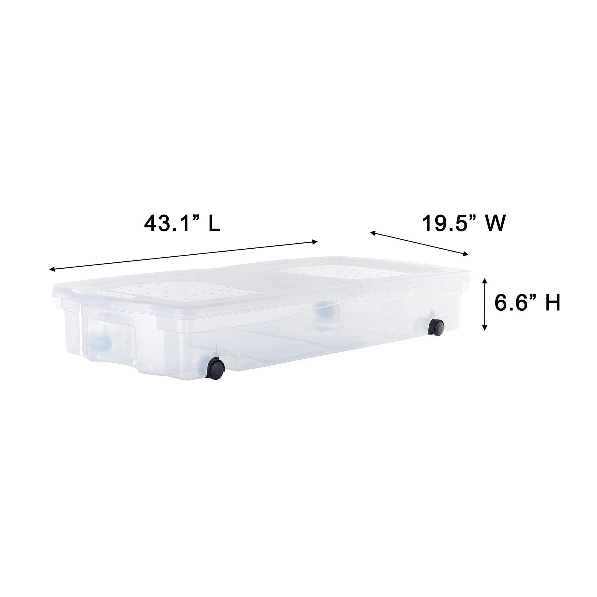 Rubbermaid Rmub170000 68 Quart Under The Bed Low Profile Storage Boxes With  Dual Hinged Lids And Easy Rolling Caster Wheels, Clear (2 Pack) : Target