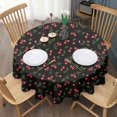 thumbnail image 3 of Black Christmas Cherry Pattern Round Tablecloth 60"x60",Wrinkle Wipeable Table Cloth for Kitchen Dining Room Picnic Patio Party, 3 of 6