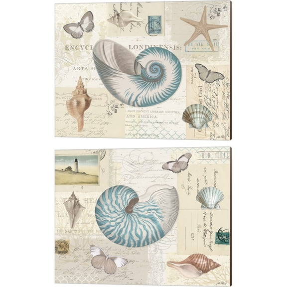 Great Art Now Beach Wonders by Katie Pertiet 2 Piece Canvas Art Set Each 15"W x 12"H