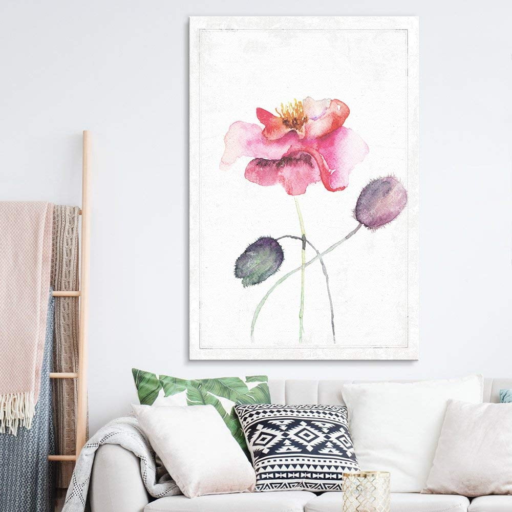 Watercolor Art Print Home Decor Wall Art Poster Poppies On Green 