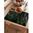 thumbnail image 3 of Summer Forest Placemats Set of 4,Washable Woven Burlap Cloth Fabric Placemat for Square/Rectangle/Round/Oval Dining Table,Easy Clean Place Mats for Kids Nature Green Tree Modern Landscape Watercolor, 3 of 5