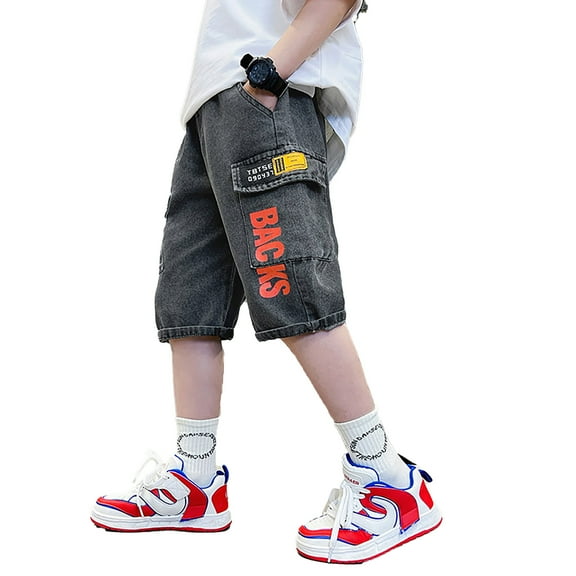 RMGVDSD Boys Summer Denim Shorts Elastic Waist Casual Loose Jeans Shorts With Pockets School Kids Summer Shorts Trendy Baggy Jorts for 2-3 Years