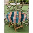 thumbnail image 4 of Outdoor Tablecloths with Umbrella Hole & Zipper, Blue Pink Striped Round Tablecloths 60 Inch, Farmhouse Stripe Waterproof Table Cloth, Patio/Pool/Picnic Table Covers, 4 of 8