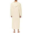 thumbnail image 3 of INSPIRE CHIC Men's Nightshirt Long Sleeves Hooded Loungewear Nightgown Pajamas 2XL Beige, 3 of 6