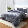 thumbnail image 4 of Velvet Duvet Cover Bedding Set Queen Size, Luxury Ultra Soft Velvet Comforter Cover 3 Pieces (1 Duvet Cover + 2 Pillow Shams, Grey), 4 of 9