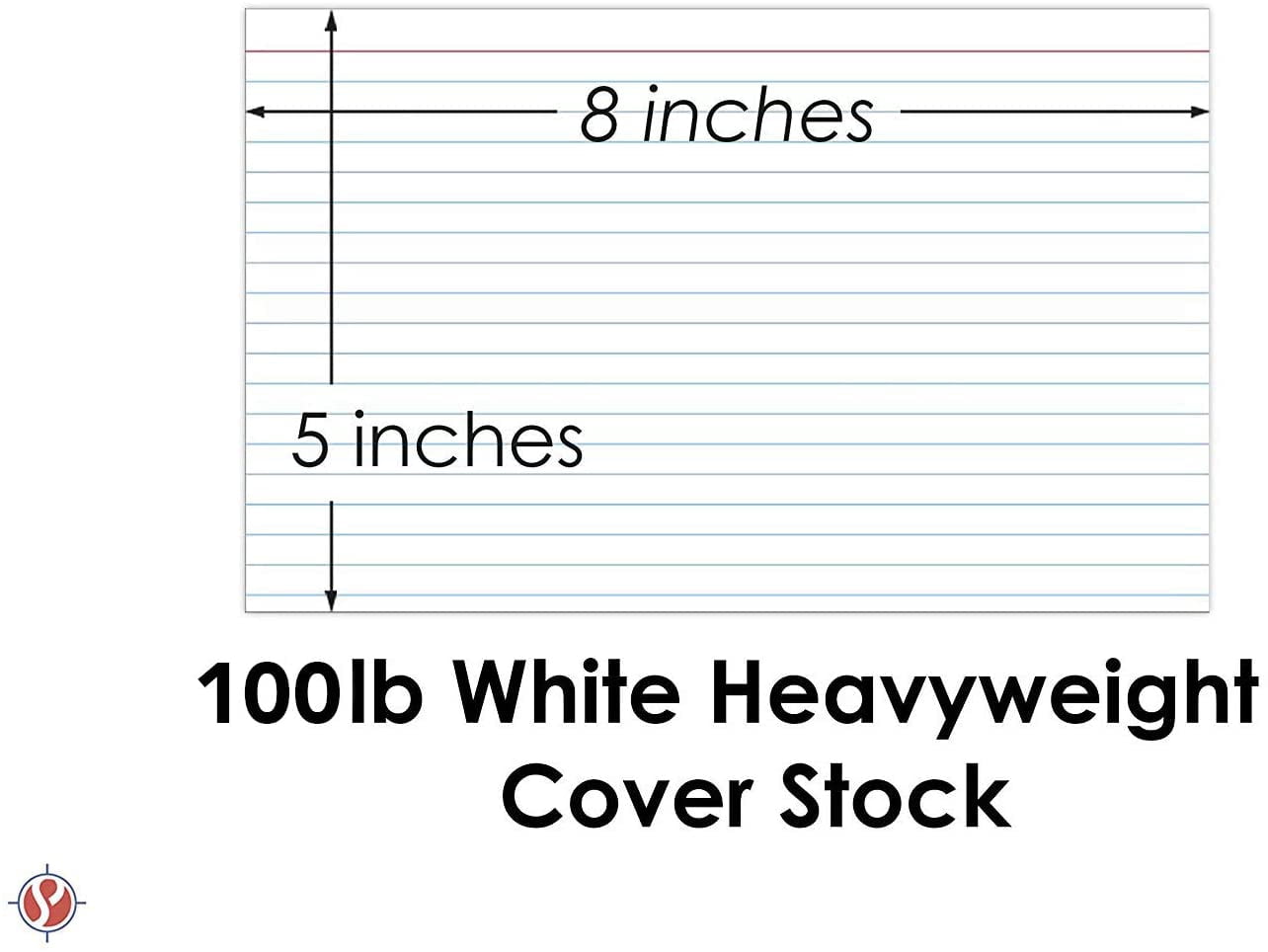 Ruled Index Cards | 100lb Heavyweight Thick White Cover Stock | 100 per Pack | 5 x 8 Inches