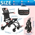 thumbnail image 2 of Hyasfey Small Size Wheelchair, Foldable Aluminum Alloy Ultra-Thin Transport Chair for Adults with Flip-up Armrest, Bearing 286lbs, 2 of 13