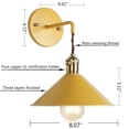thumbnail image 2 of FSLiving 1-Light Dimmable Wall Sconce Lighting Fixture Within-line Cord Dimmer Switch,Macaron Wall lamp E26 Edison Copper lamp Holder with Matte Paint Body Bedside lamp Bathroom Vanity Lights-Yellow, 2 of 6