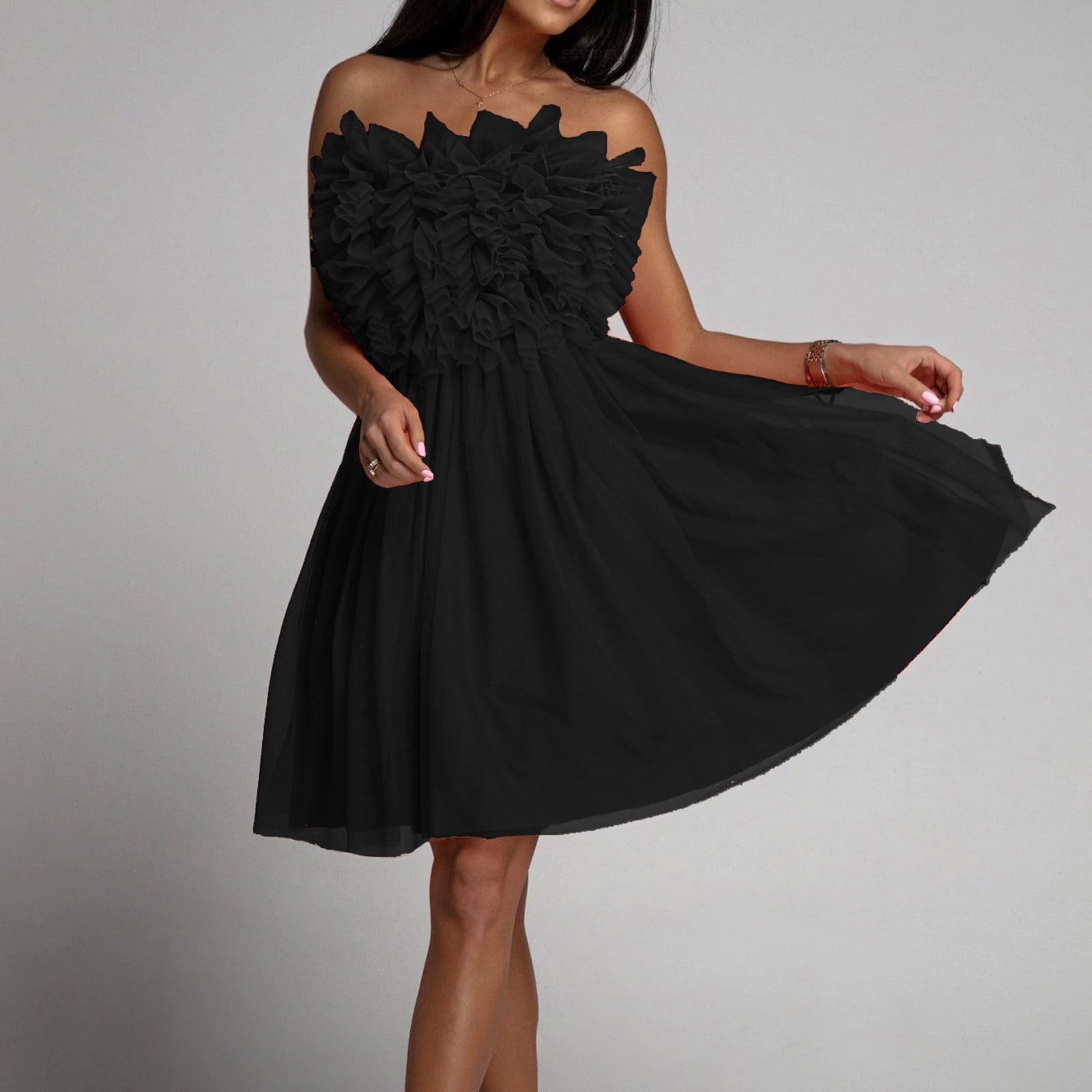 Black puffy short dress hot sale