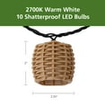 thumbnail image 6 of Mainstays 10-Light 7.4-Feet Plug-in Beige Rattan Outdoor String Lights, 6 of 12