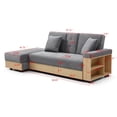 thumbnail image 2 of Convertible Sleeper Sofa Couch with Drop Down Table with 2Cup Holders, Multifunctional Double Folding Sofa Bed with Storage Ottoman and Sofa arm with box and drawer for Living room, Apartment, Grey, 2 of 9
