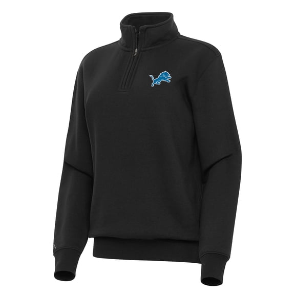 Women's Antigua  Black Detroit Lions Victory Quarter-Zip Top