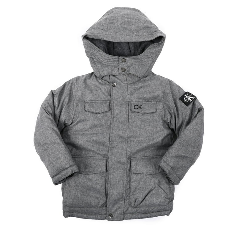 Calvin Klein CHARCOAL HEATHER Boys Resonance Military Jacket US 10 12