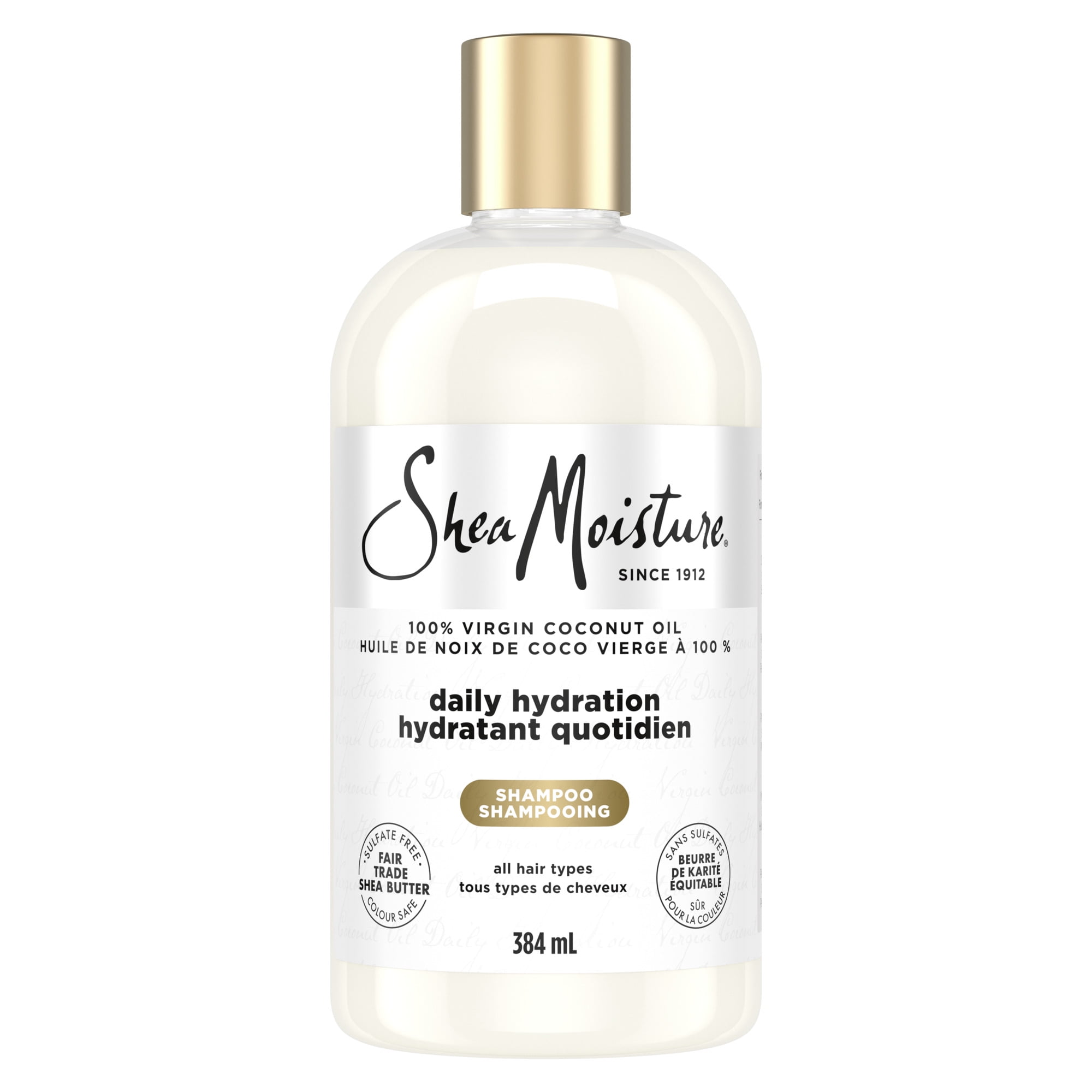 SheaMoisture 100% Virgin Coconut Oil Daily Hydration Shampoo Gently Cleanses and Rehydrates Hair, with Fair Trade Shea Butter For More Moisture 384mL, 384 ml