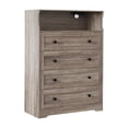 thumbnail image 4 of 4 Drawer Dresser with LED Lights and Charging Station, Modern Wood Chest of Drawers for Bedroom, Tall Nightstand with 4 Storage Drawers for Living Room, Hallway, 4 of 9