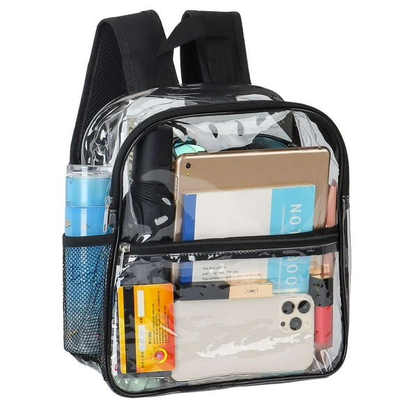 BadPiggies Clear Mini Backpack, Waterproof Transparent Stadium Approved Shoulder Bag for Women & Men 10.6*4.7*11.4inches