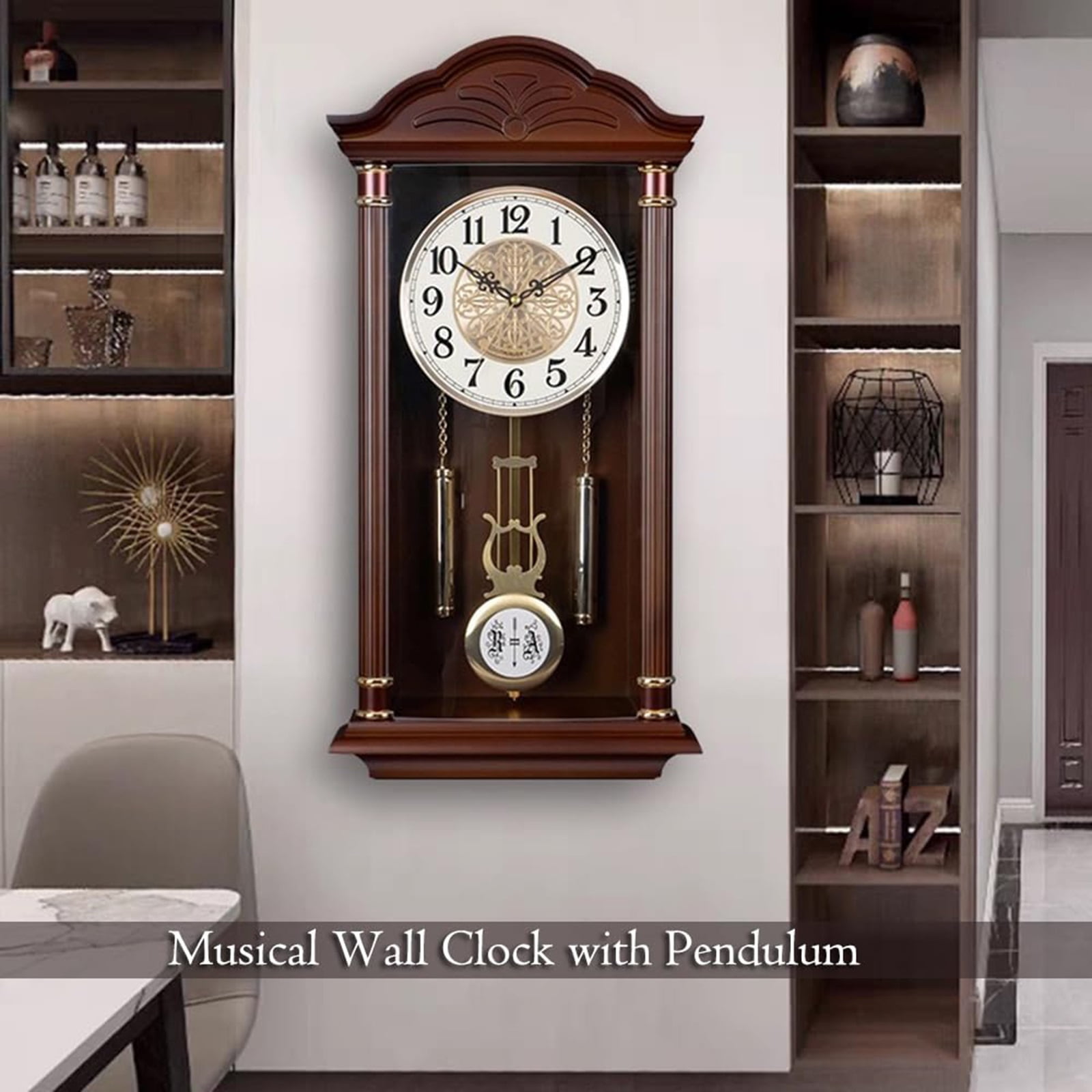 Retro Wall Clock Silent Pendulum Grandfather Clock Quartz Decorative 22.8inch High Traditional Design Birthday Gift Timepiece