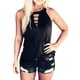 thumbnail image 1 of Moda mujer Casual sin mangas cuello redondo sólido chaleco señoras Tops ahueca hacia fuera la blusa Pompotops lopia992006, 1 of 7