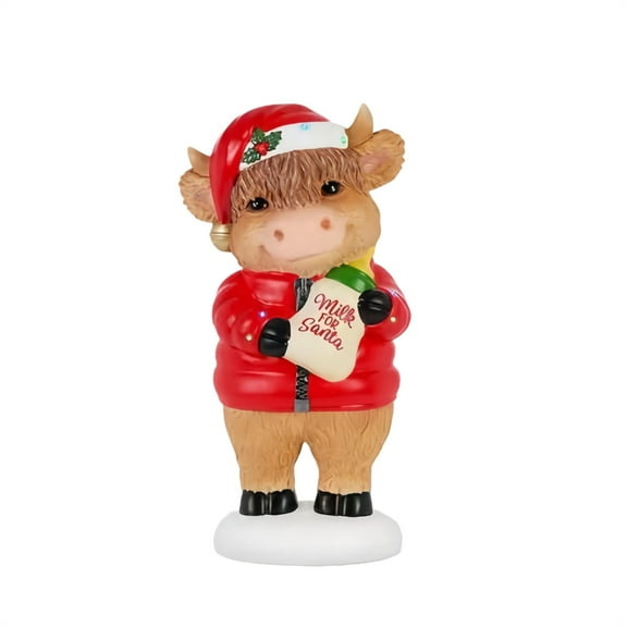 Highland Cow Christmas Decor, LED Lights Resin Decorations Fit Home Office Table Decor, Ideal Gifts for Calf Lover