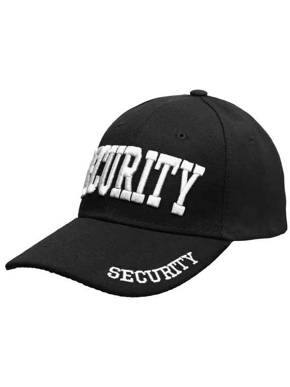 Security Hat Baseball Cap - Gold or White Embroidery Security Front, Bill & Back - Adjustable Size - (Gold)