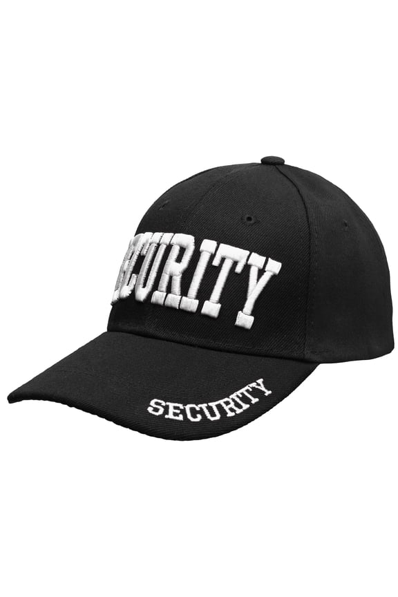 Security Hat Baseball Cap - Gold or White Embroidery Security Front, Bill & Back - Adjustable Size - (Gold)