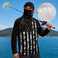 thumbnail image 3 of SEANATIVE Sun Protection Fishing Hoodie for Men, Long Sleeve Hooded Full Coverage 4th of July Fishing Shirt Workout Camping Running Hooded Top, S, Black Camo American Flag, 3 of 7