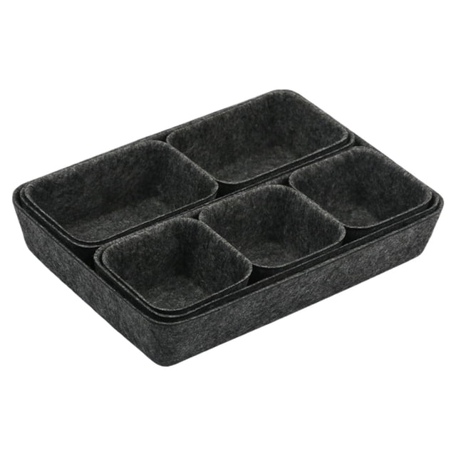 Bandeja organizadora de fieltro con 8 compartimentos, versátil y separador para oficina. Gris oscuro