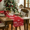 thumbnail image 5 of Christmas Table Runner-Cotton Linen-Let it Snow Dinner Scarf Décor,Long 36 Inch Holiday Winter Snowflake Dresser Scarves,Farmhouse Xmas Kitchen Coffee/Dining Home Living Room Tablerunner,Red White, 5 of 7