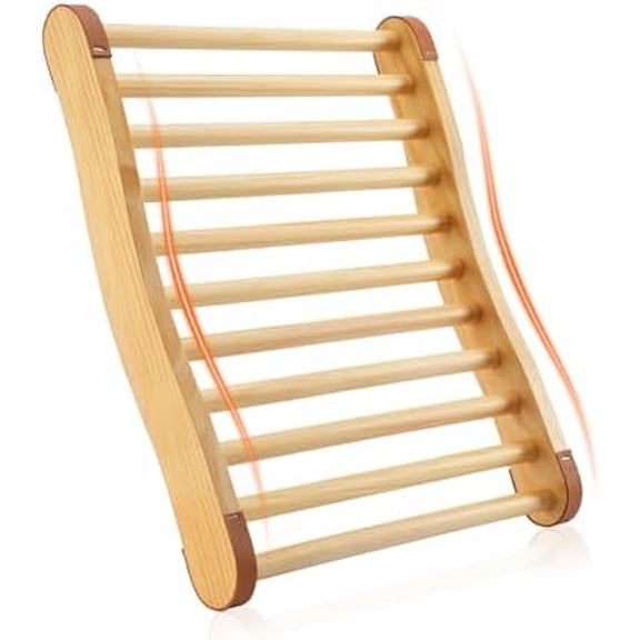 Sauna Backrest, Natural Wood Ergonomic S-Curve Back Rest for Infrared & Traditional Saunas, 19.7 x 15.7 inch， Larger Size Non-Slip Sauna Accessories, Fits All Body Types$$Garden & Patio