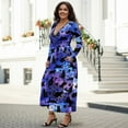 thumbnail image 3 of FKELYI Purple Starry Black Cat Print Womens Fall Dress Long Sleeve Maxi Dress for Wedding Party Casual Outdoor Cloth V Neck Soft Dresses with Pocket, 2XL, 3 of 6