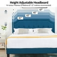 thumbnail image 4 of VECELO Full Upholstered Platform Bed Frame with Height Adjustable Tufted Button Headboard, Strong Wood Slat Support, No Box Spring Needed, Blue, 4 of 11