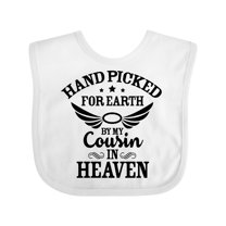Inktastic Handpicked for Earth by My Cousin in Heaven with Angel Wings Boys or Girls Baby Bib