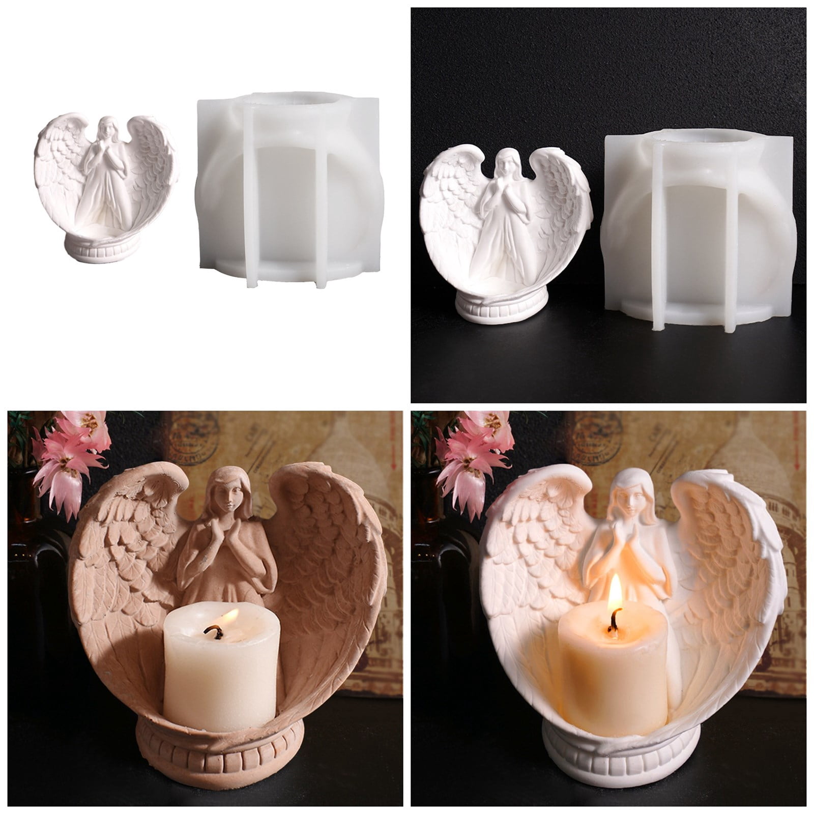 lixuesong Unique Candle Holder Molds Crafting Molds Shape Candle Base Moulds Silicone Texture for Crafting Candlesticks